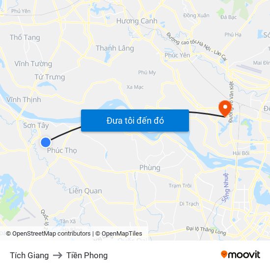 Tích Giang to Tiền Phong map