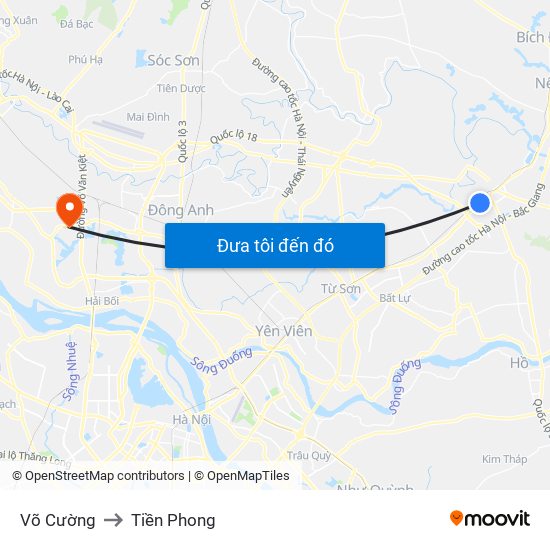 Võ Cường to Tiền Phong map