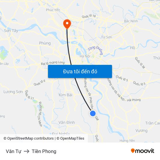 Văn Tự to Tiền Phong map