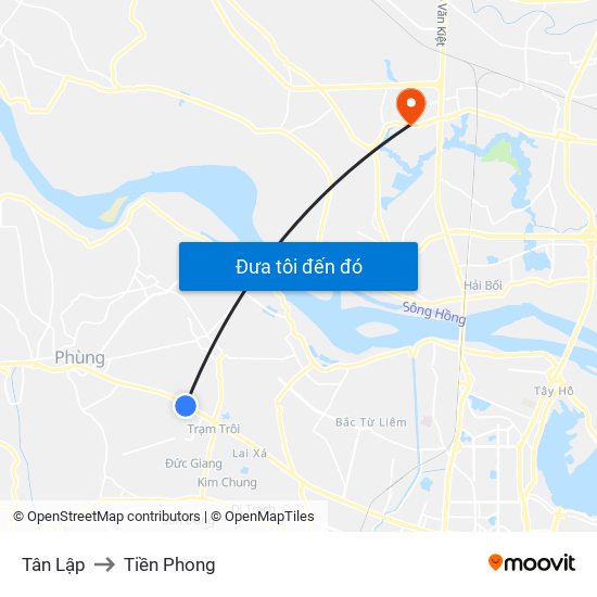 Tân Lập to Tiền Phong map