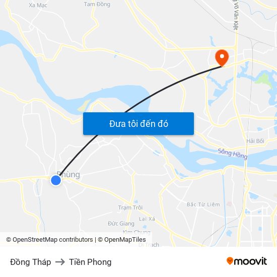 Đồng Tháp to Tiền Phong map