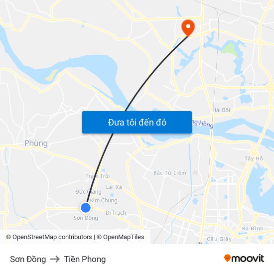 Sơn Đồng to Tiền Phong map