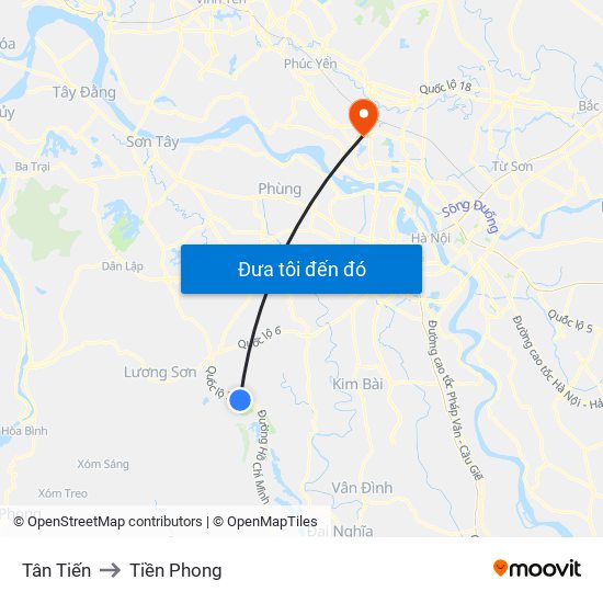 Tân Tiến to Tiền Phong map