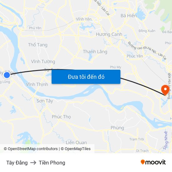 Tây Đằng to Tiền Phong map