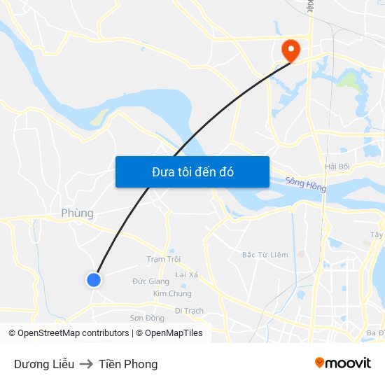 Dương Liễu to Tiền Phong map