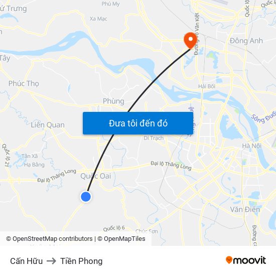 Cấn Hữu to Tiền Phong map