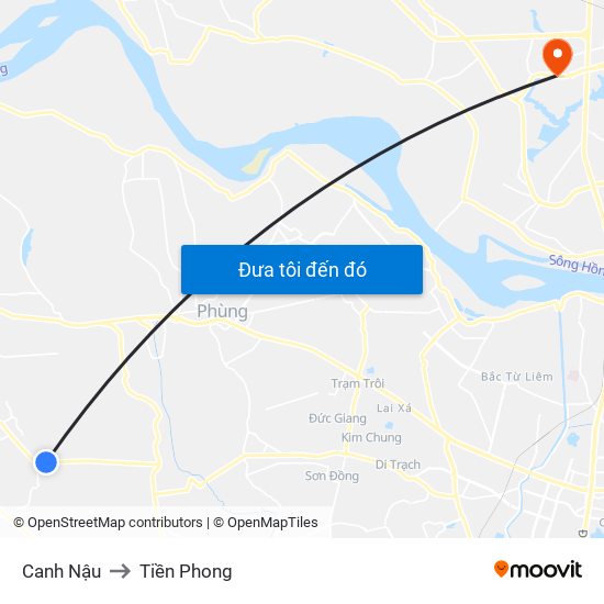 Canh Nậu to Tiền Phong map