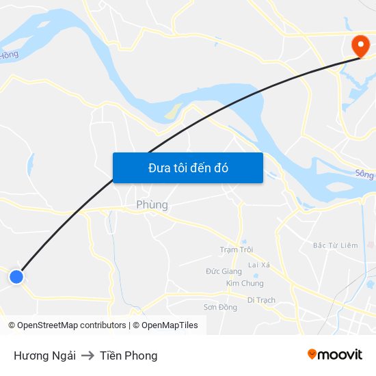 Hương Ngải to Tiền Phong map