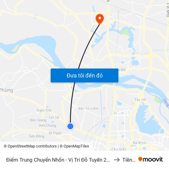 Điểm Trung Chuyển Nhổn - Vị Trí Đỗ Tuyến 20, 29, 32 (Chiều Sơn Tây - Hà Nội)- Đường 32 to Tiền Phong map