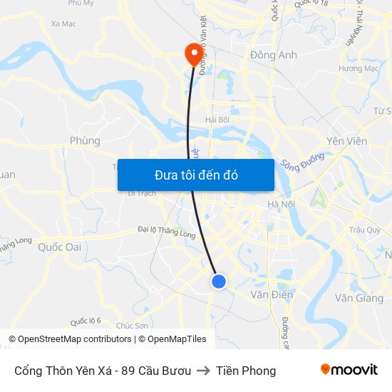 Cổng Thôn Yên Xá - 89 Cầu Bươu to Tiền Phong map