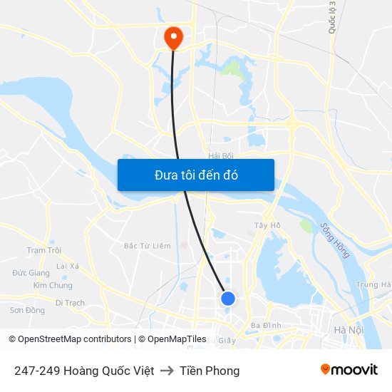 247-249 Hoàng Quốc Việt to Tiền Phong map