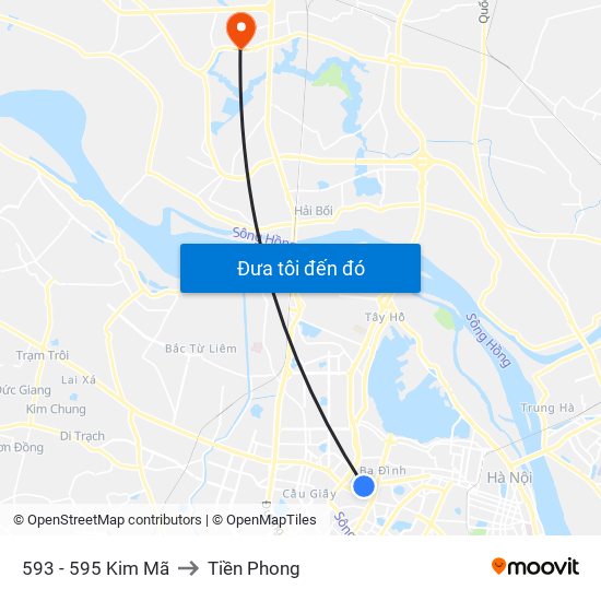 593 - 595 Kim Mã to Tiền Phong map