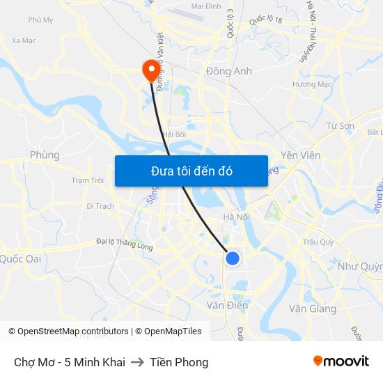 Chợ Mơ - 5 Minh Khai to Tiền Phong map