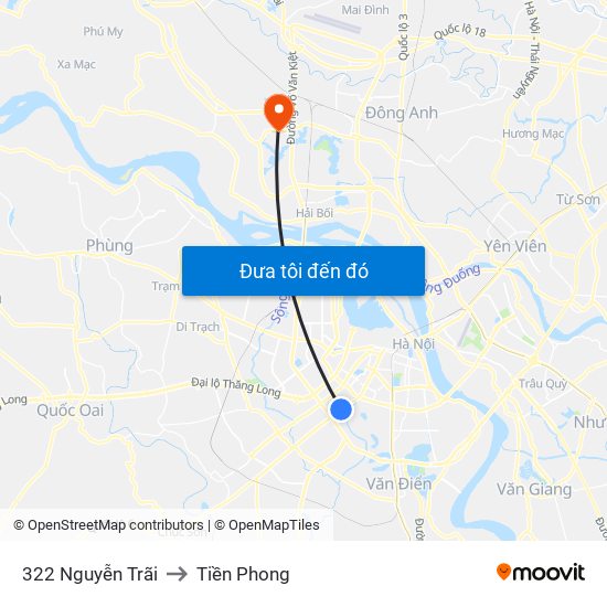 322 Nguyễn Trãi to Tiền Phong map