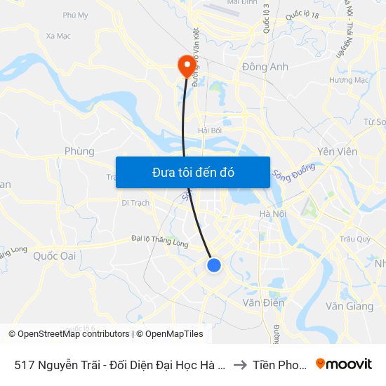 517 Nguyễn Trãi - Đối Diện Đại Học Hà Nội to Tiền Phong map