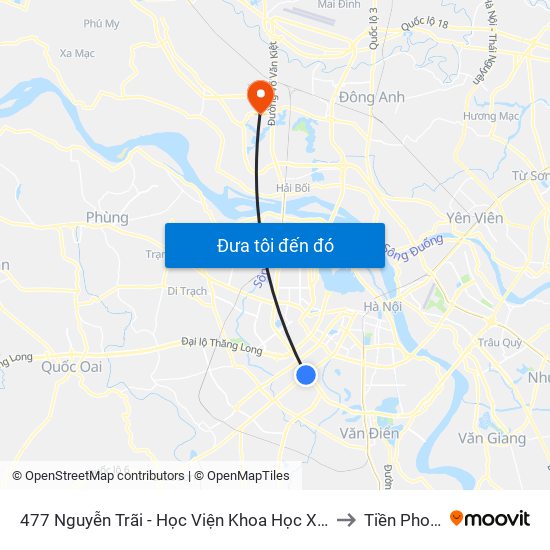 477 Nguyễn Trãi - Học Viện Khoa Học Xã Hội to Tiền Phong map