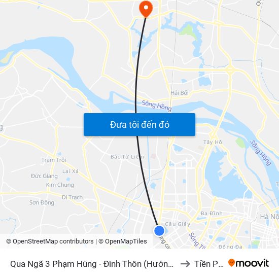 Qua Ngã 3 Phạm Hùng - Đình Thôn (Hướng Đi Phạm Văn Đồng) to Tiền Phong map