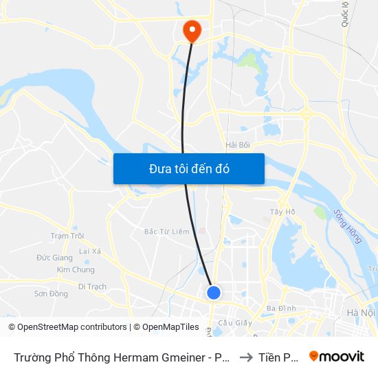 Trường Phổ Thông Hermam Gmeiner - Phạm Văn Đồng to Tiền Phong map