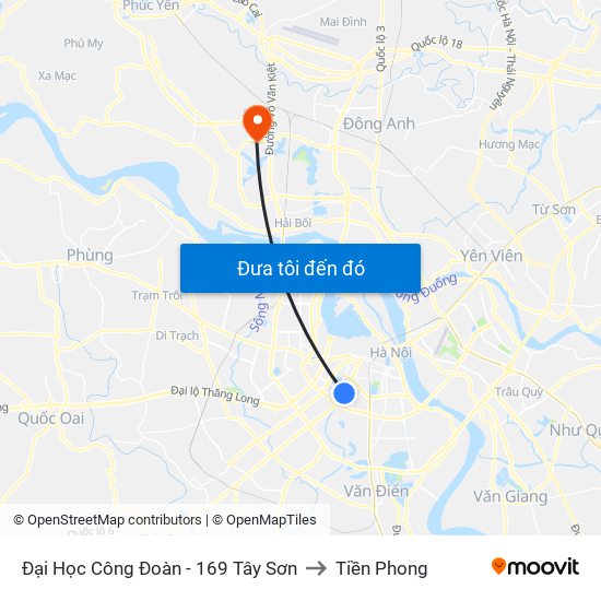 Đại Học Công Đoàn - 169 Tây Sơn to Tiền Phong map