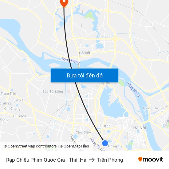 Rạp Chiếu Phim Quốc Gia - Thái Hà to Tiền Phong map