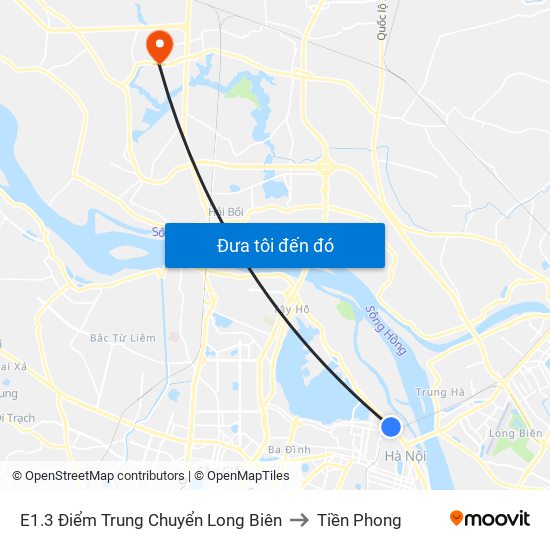 E1.3 Điểm Trung Chuyển Long Biên to Tiền Phong map