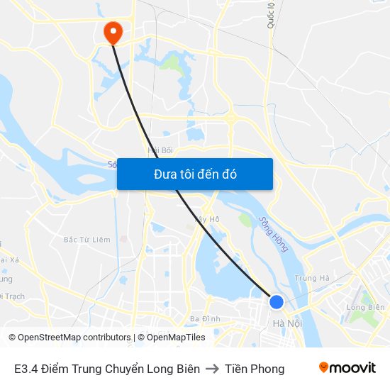 E3.4 Điểm Trung Chuyển Long Biên to Tiền Phong map