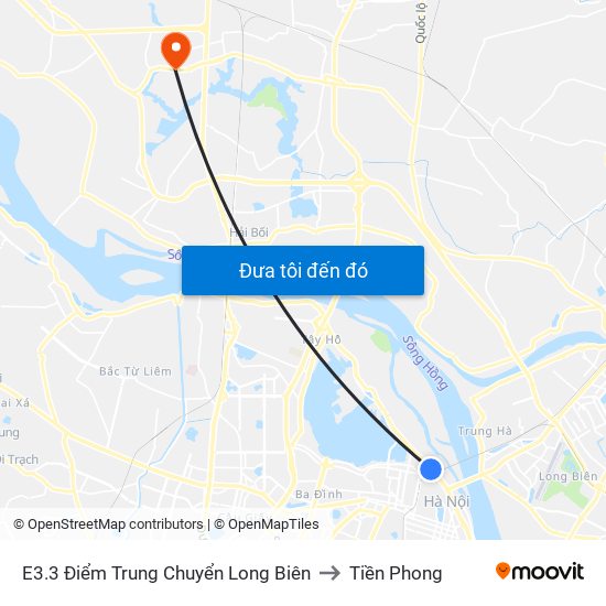 E3.3 Điểm Trung Chuyển Long Biên to Tiền Phong map