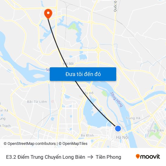 E3.2 Điểm Trung Chuyển Long Biên to Tiền Phong map