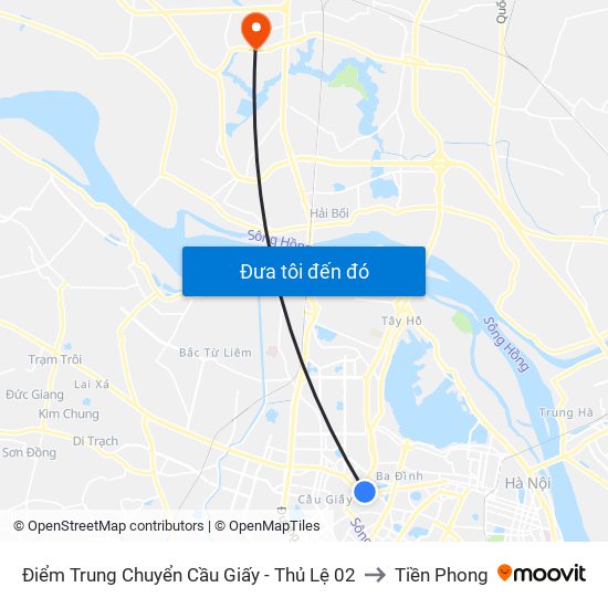 Điểm Trung Chuyển Cầu Giấy - Thủ Lệ 02 to Tiền Phong map