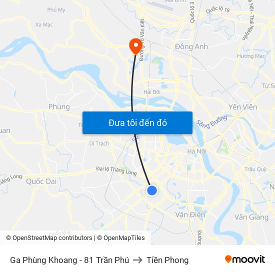 Ga Phùng Khoang - 81 Trần Phú to Tiền Phong map