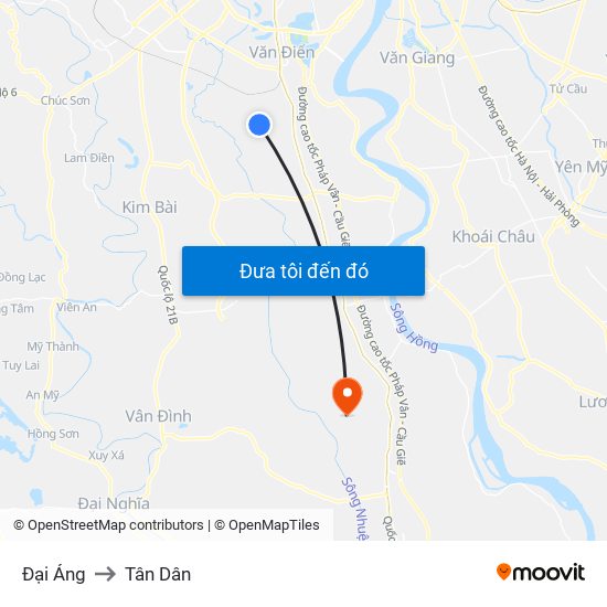 Đại Áng to Tân Dân map