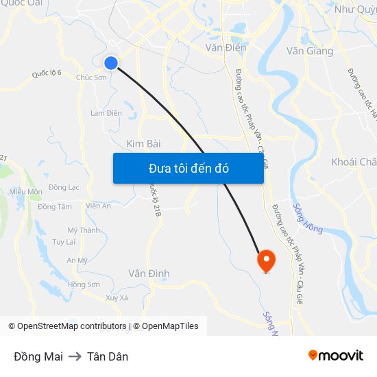 Đồng Mai to Tân Dân map