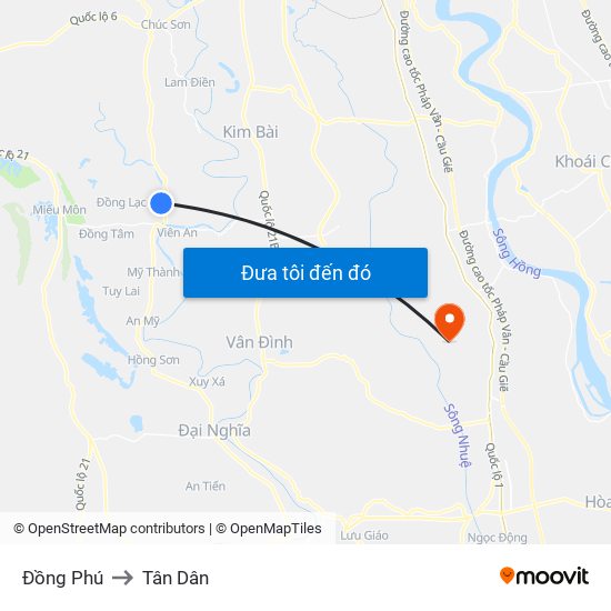 Đồng Phú to Tân Dân map