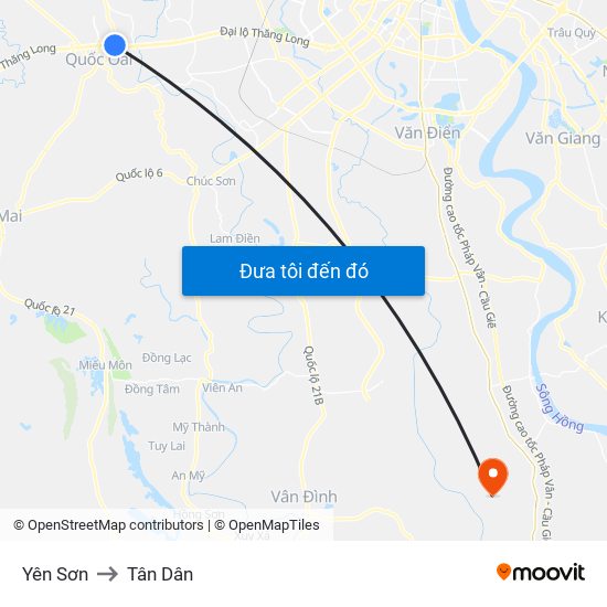 Yên Sơn to Tân Dân map