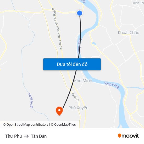 Thư Phú to Tân Dân map