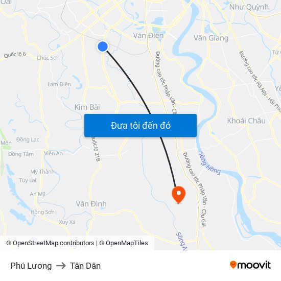 Phú Lương to Tân Dân map