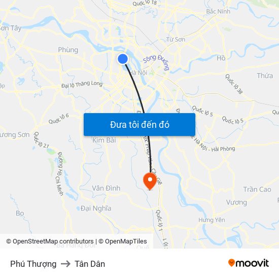 Phú Thượng to Tân Dân map