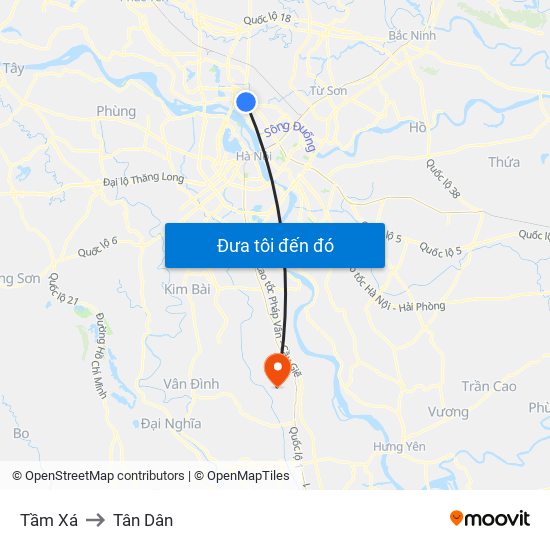 Tầm Xá to Tân Dân map