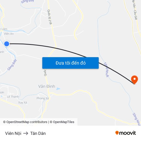 Viên Nội to Tân Dân map
