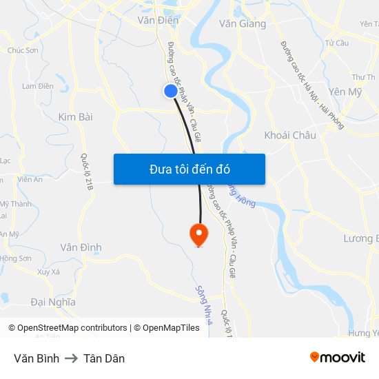 Văn Bình to Tân Dân map