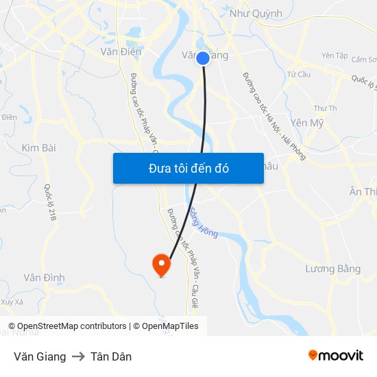 Văn Giang to Tân Dân map
