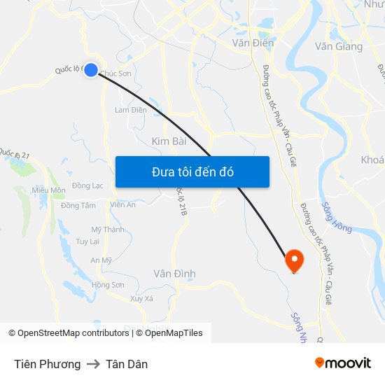 Tiên Phương to Tân Dân map