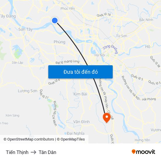 Tiến Thịnh to Tân Dân map