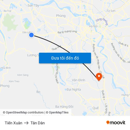 Tiến Xuân to Tân Dân map