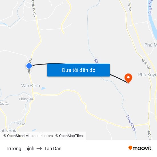 Trường Thịnh to Tân Dân map