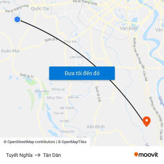 Tuyết Nghĩa to Tân Dân map