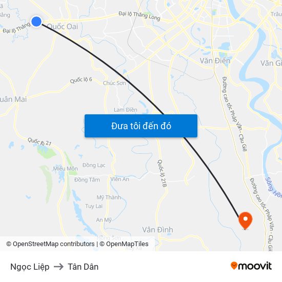 Ngọc Liệp to Tân Dân map