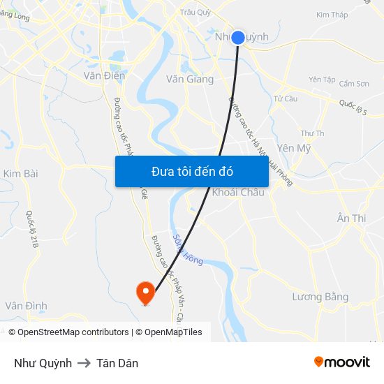 Như Quỳnh to Tân Dân map