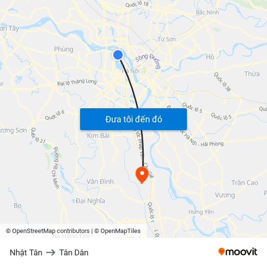 Nhật Tân to Tân Dân map