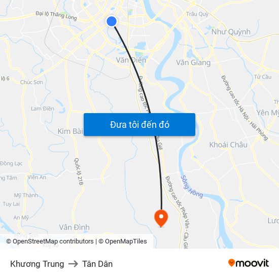 Khương Trung to Tân Dân map